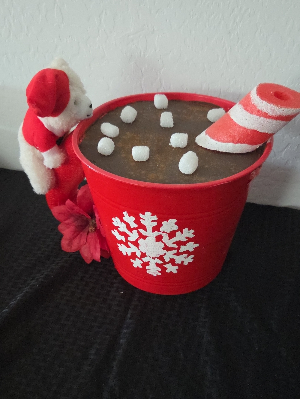 Festive Red Snowflake Holiday Bucket Decoration